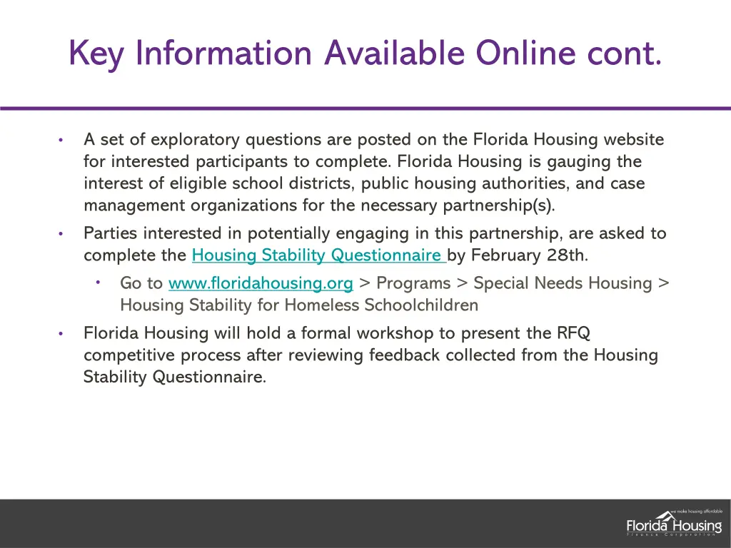 key information available online cont