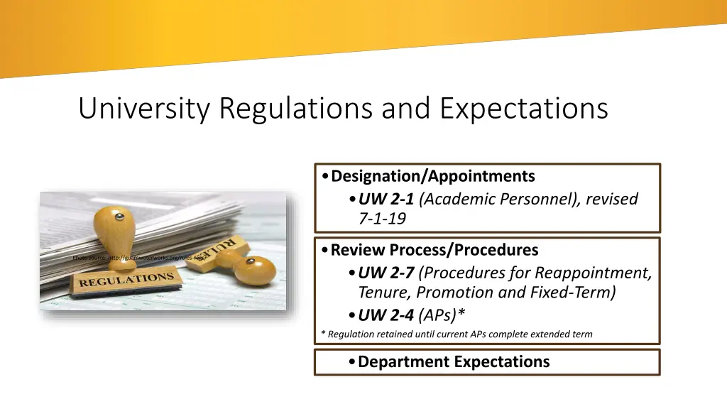 university regulations and expectations