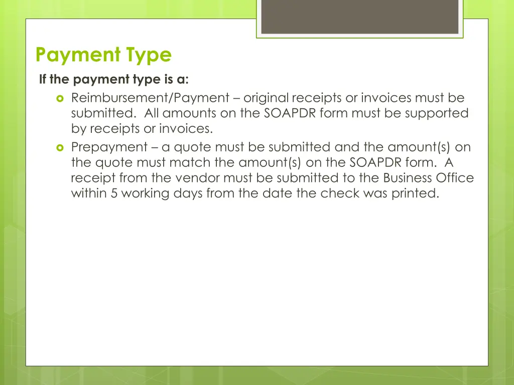 payment type if the payment type