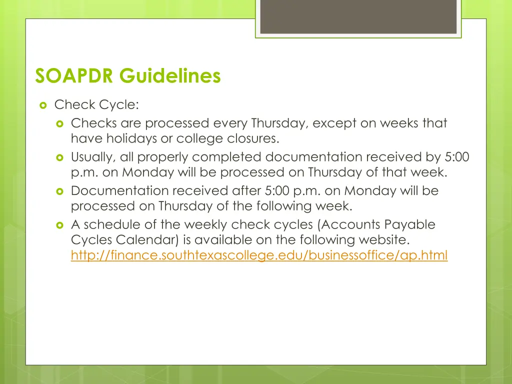 soapdr guidelines