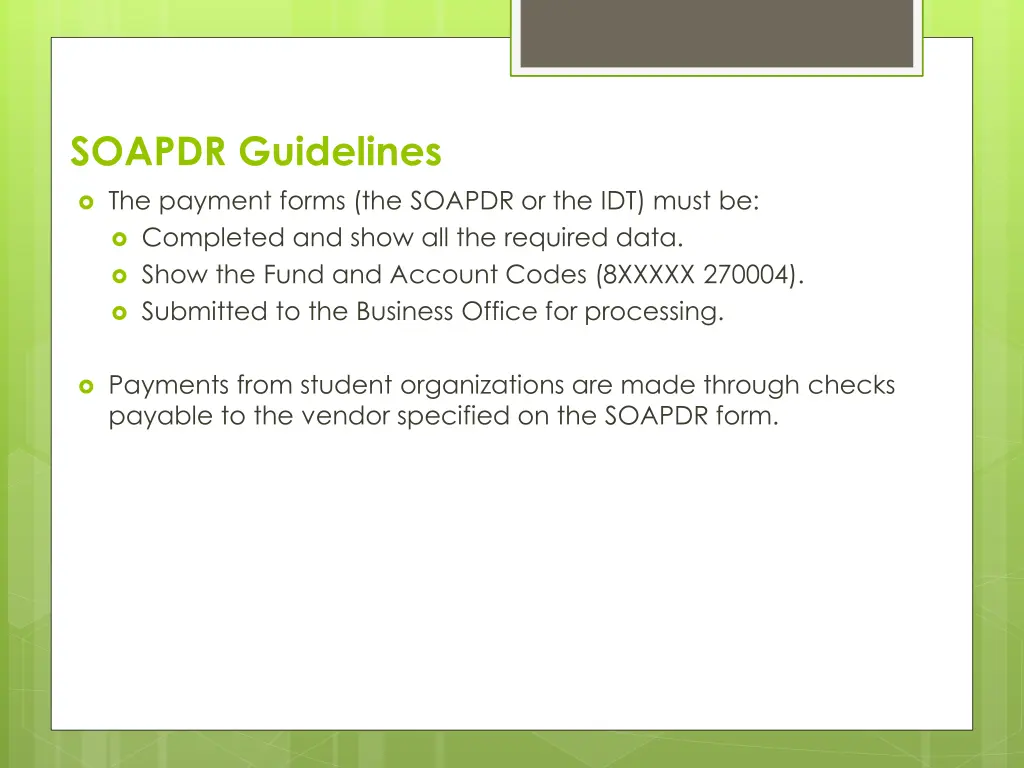 soapdr guidelines the payment forms the soapdr