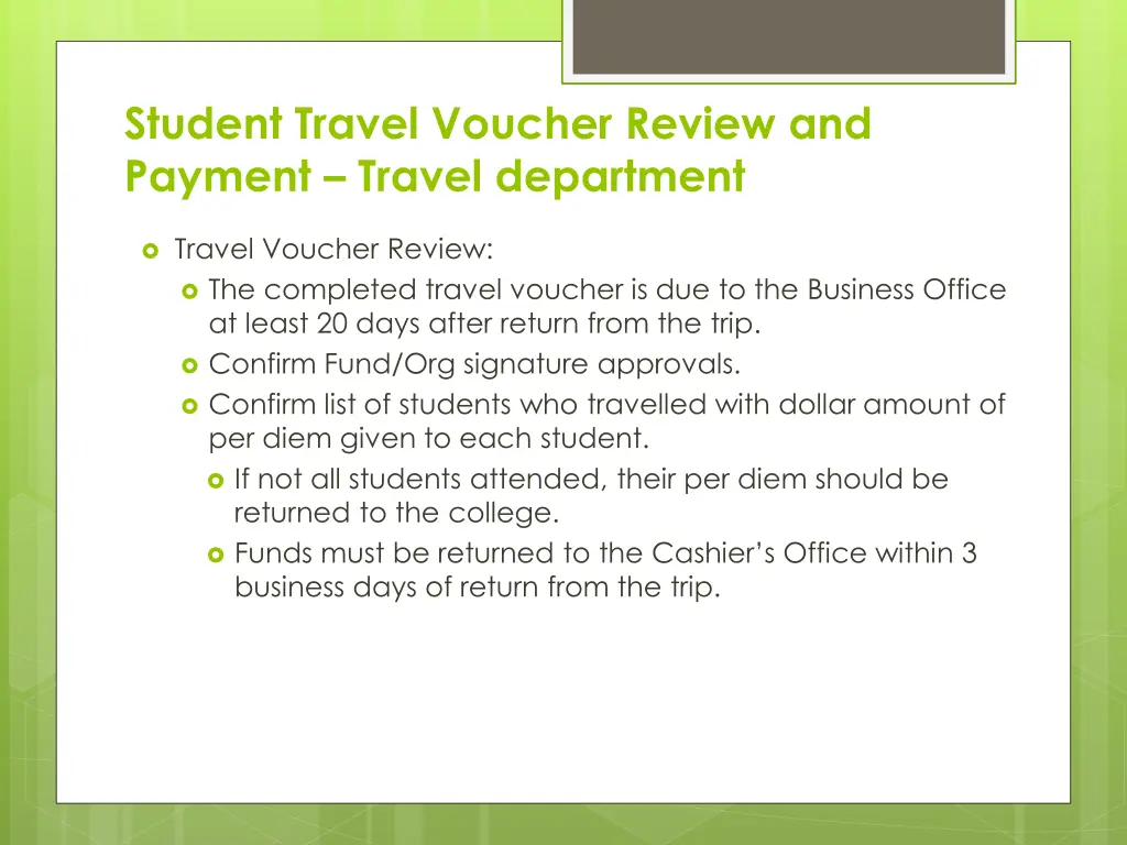 student travel voucher review and payment travel