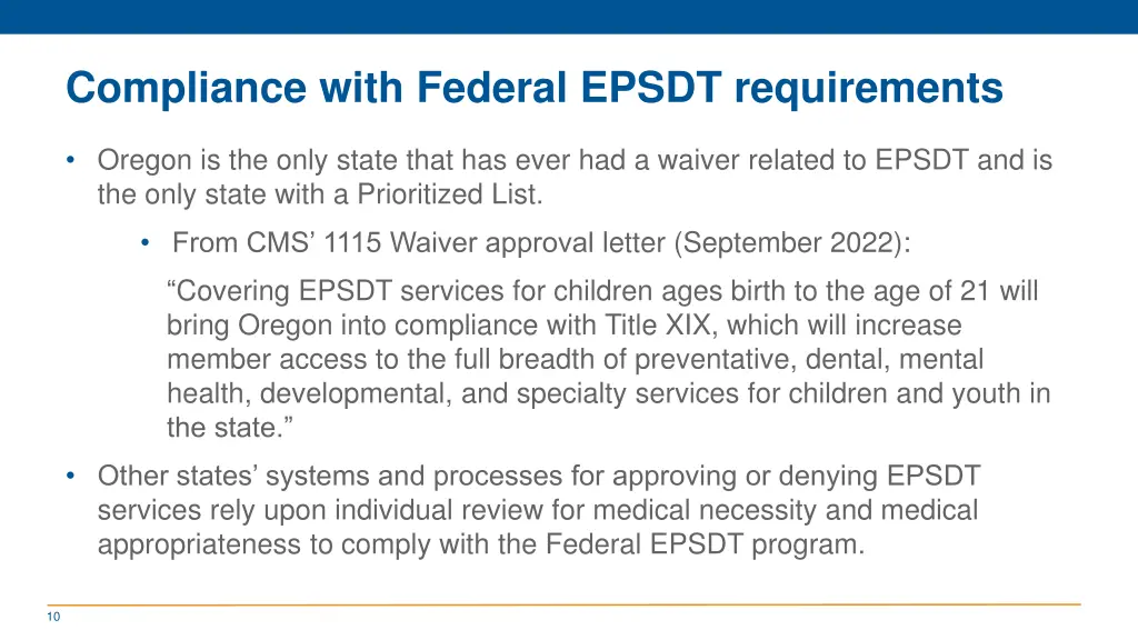 compliance with federal epsdt requirements 1