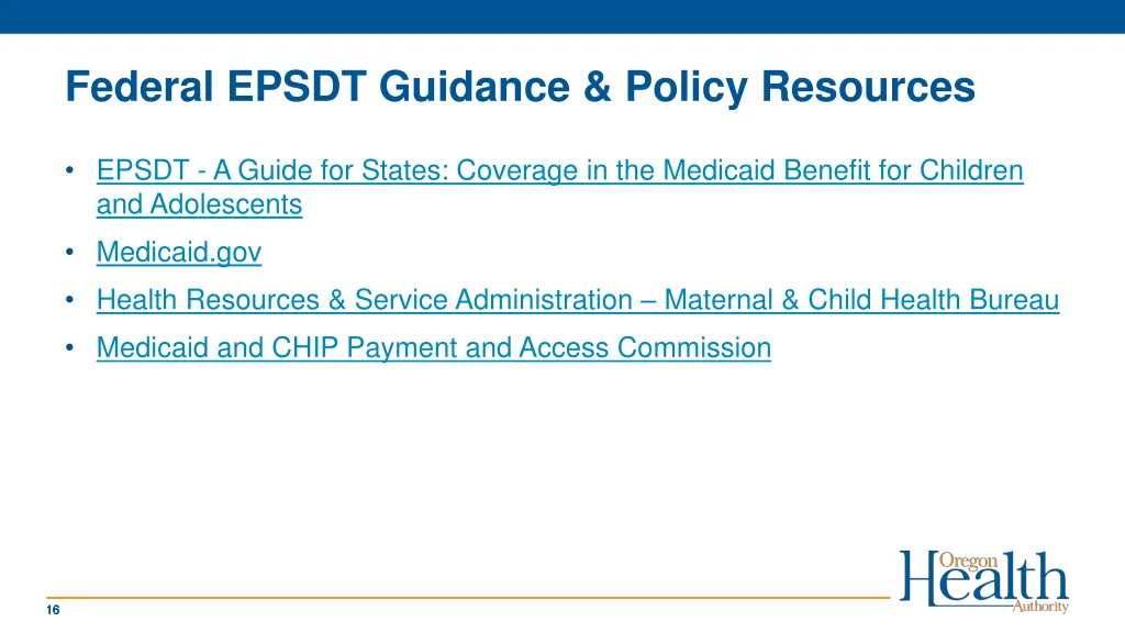federal epsdt guidance policy resources