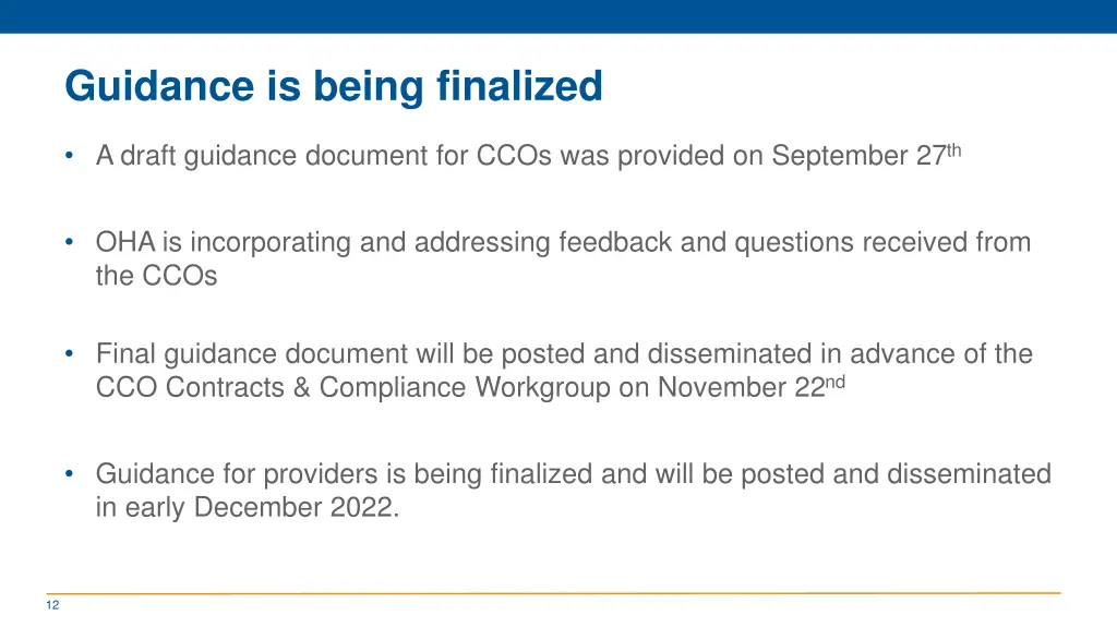 guidance is being finalized