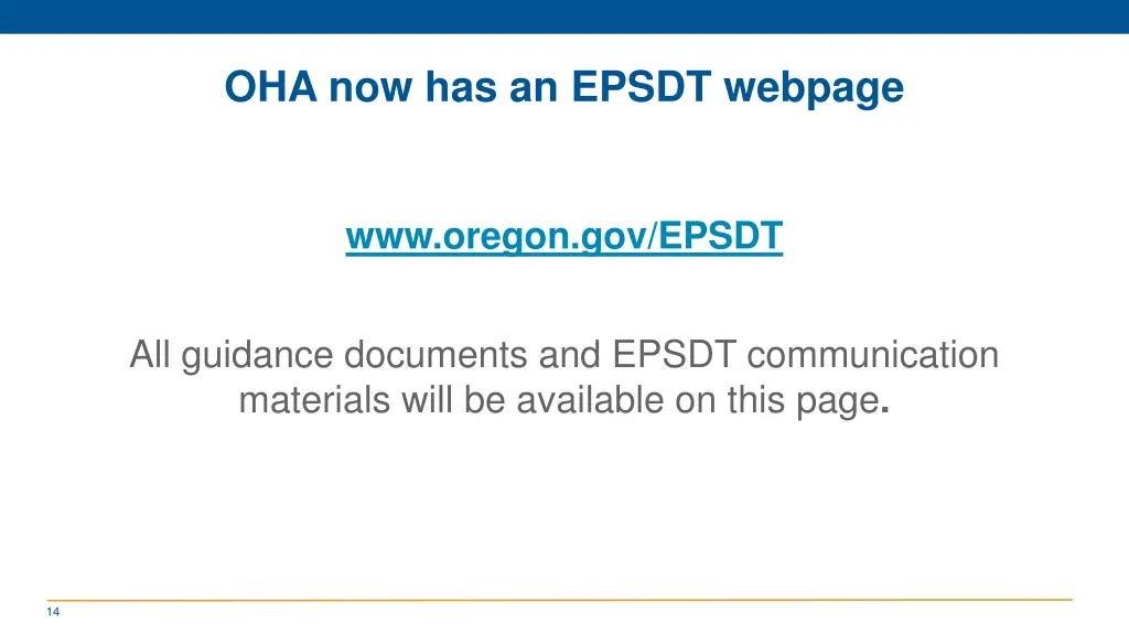 oha now has an epsdt webpage