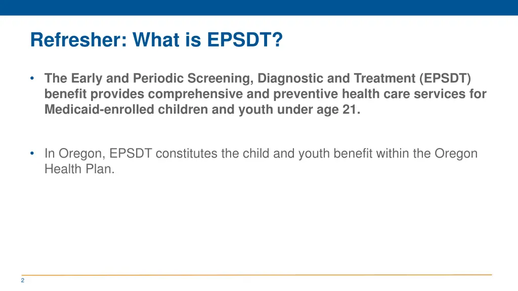 refresher what is epsdt