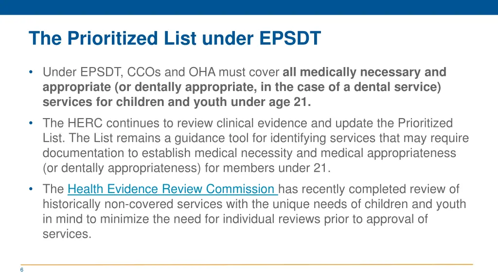 the prioritized list under epsdt
