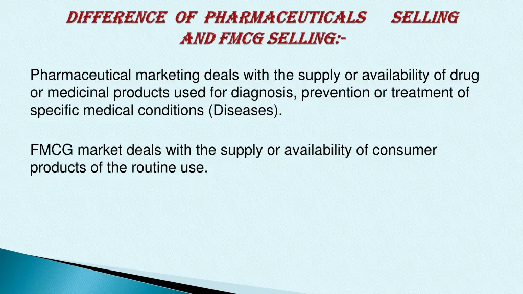 pharmaceutical marketing deals with the supply