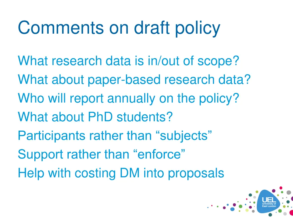 comments on draft policy