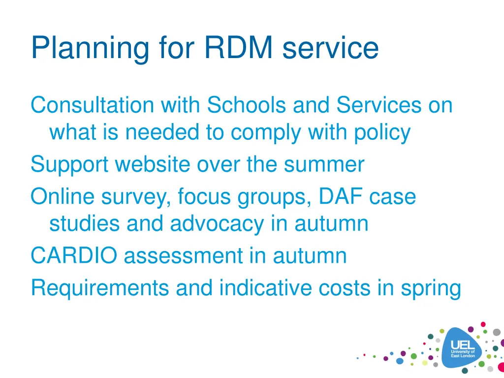 planning for rdm service