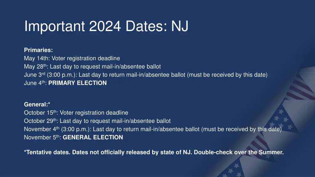 important 2024 dates nj