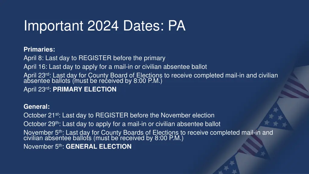 important 2024 dates pa
