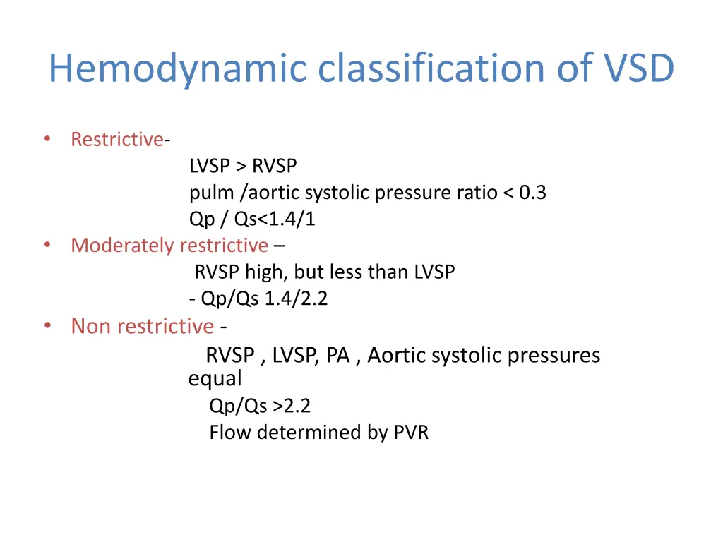 hemodynamic classification of vsd