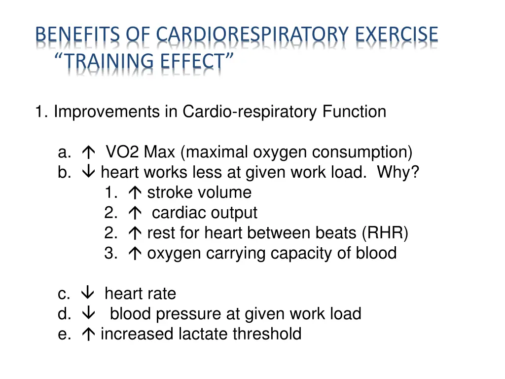 benefits of cardiorespiratory exercise training