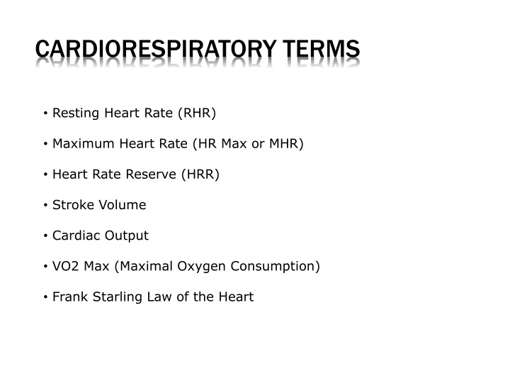 cardiorespiratory terms