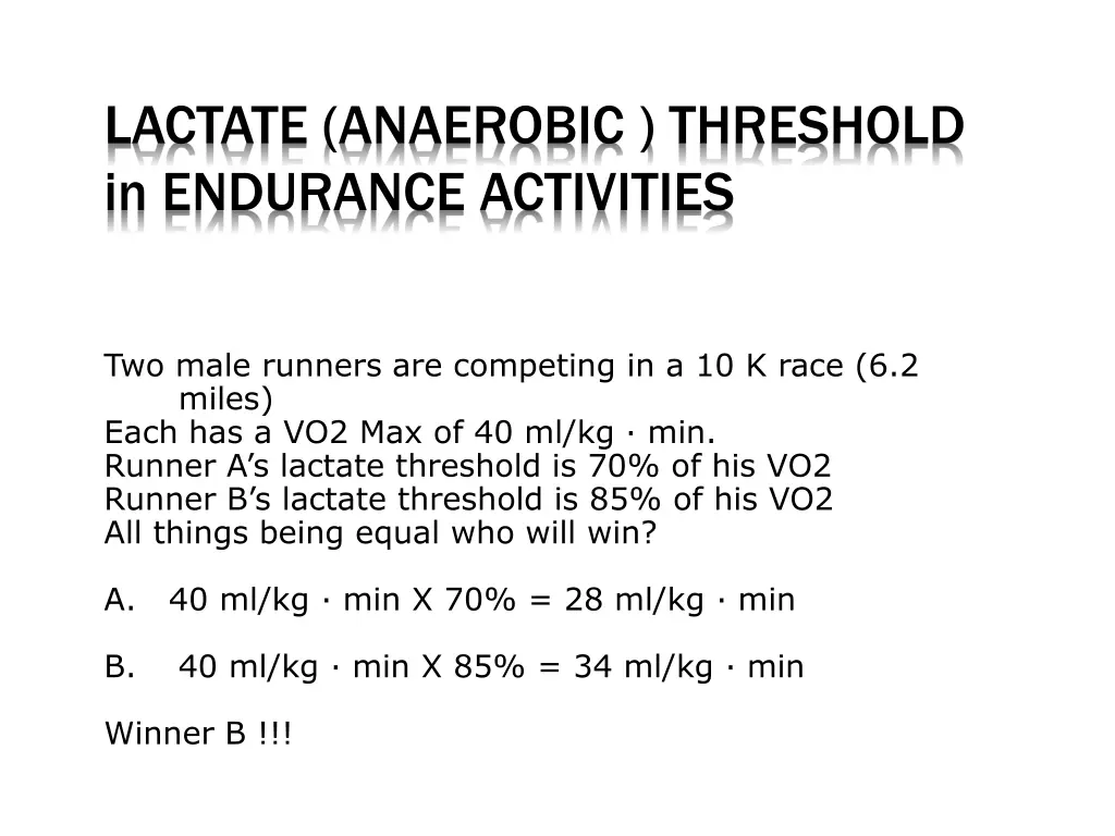 lactate anaerobic threshold in endurance