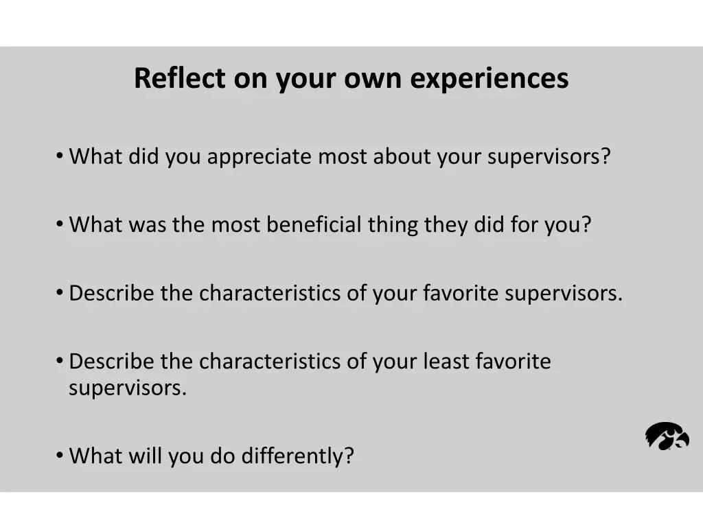 reflect on your own experiences