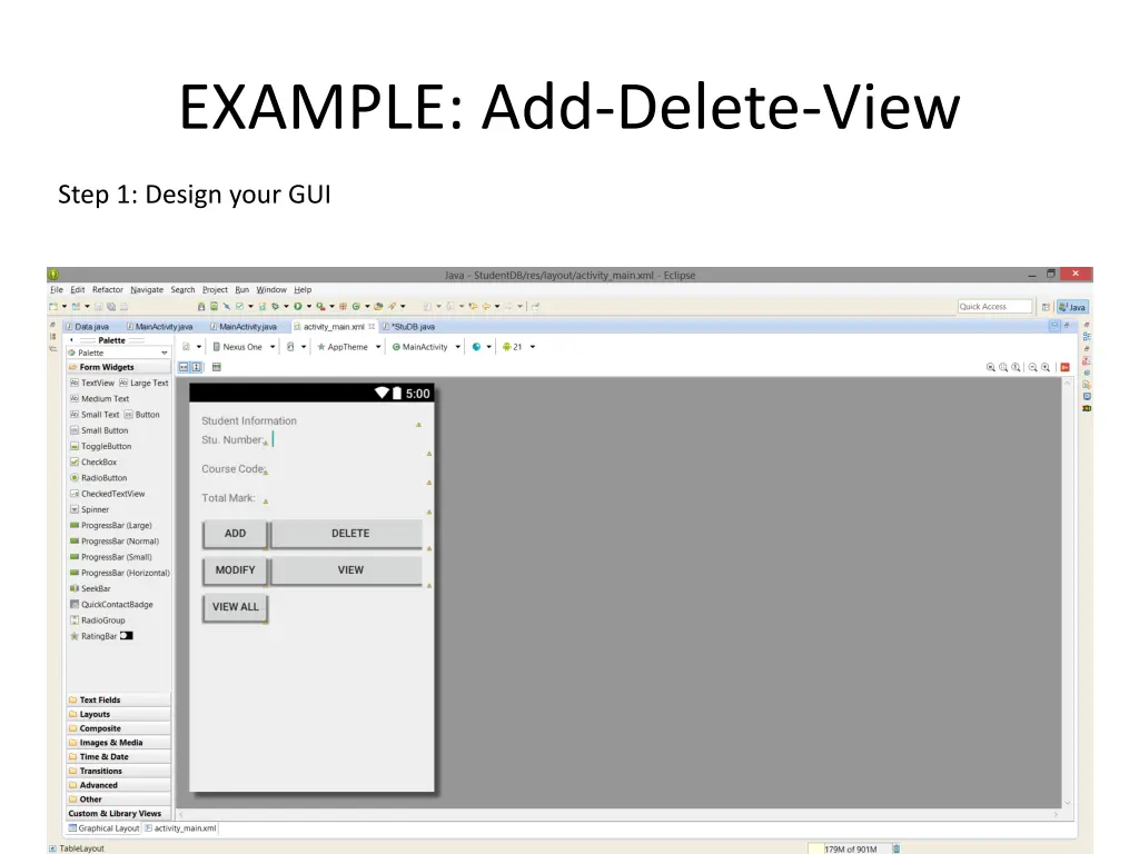 example add delete view