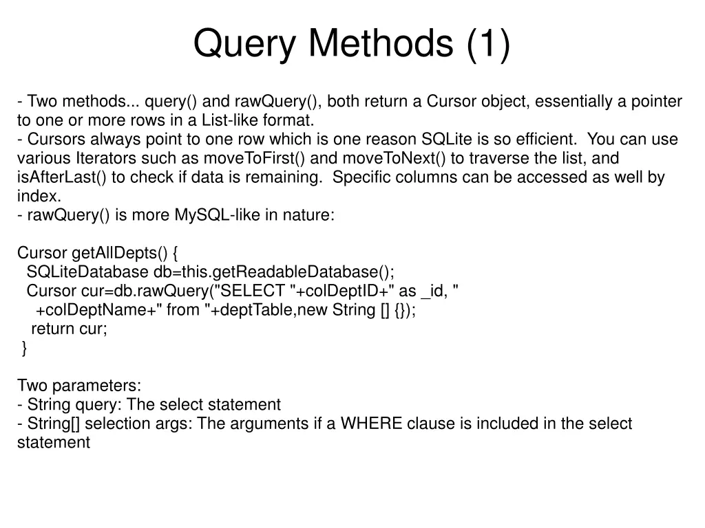 query methods 1