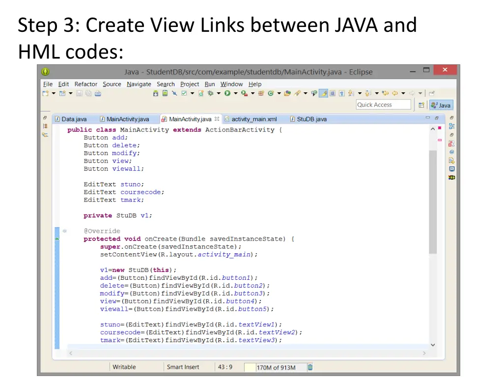step 3 create view links between java