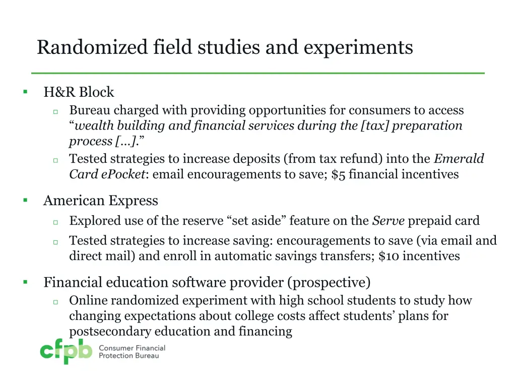 randomized field studies and experiments