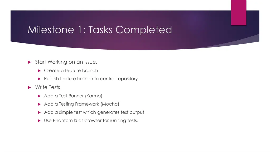 milestone 1 tasks completed