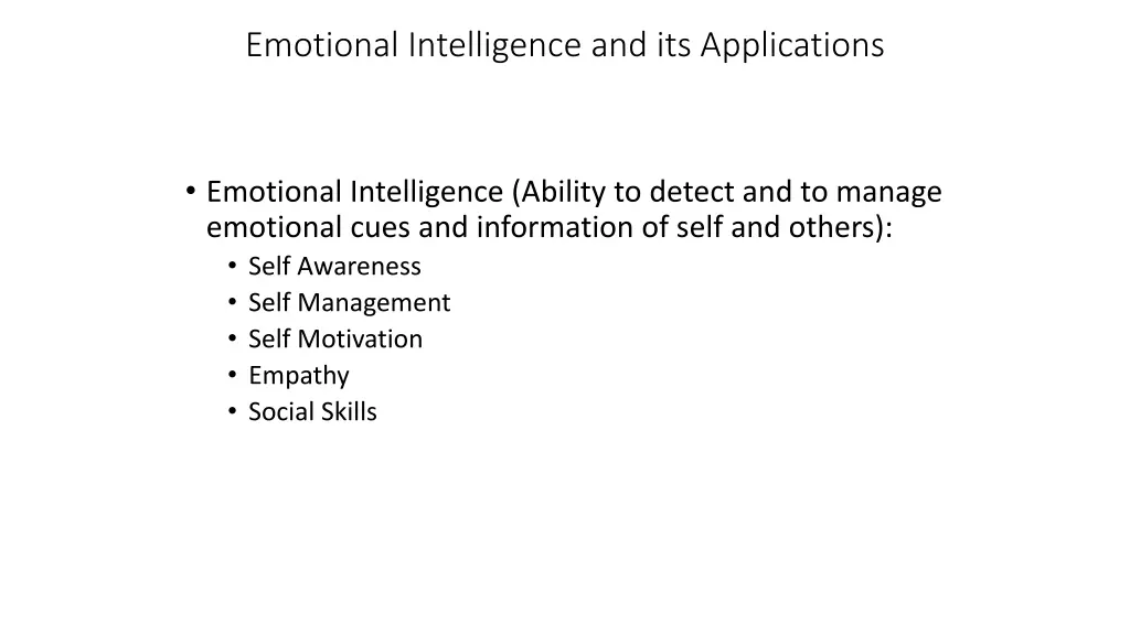 emotional intelligence and its applications