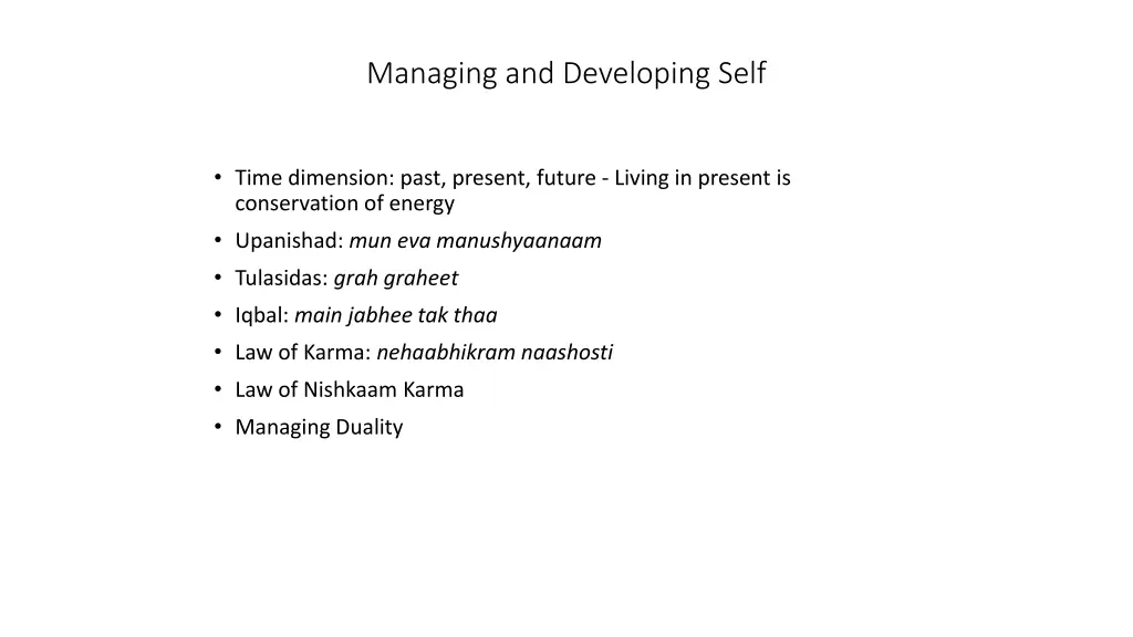 managing and developing self