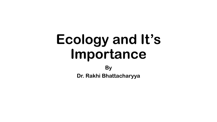 ecology and it s importance