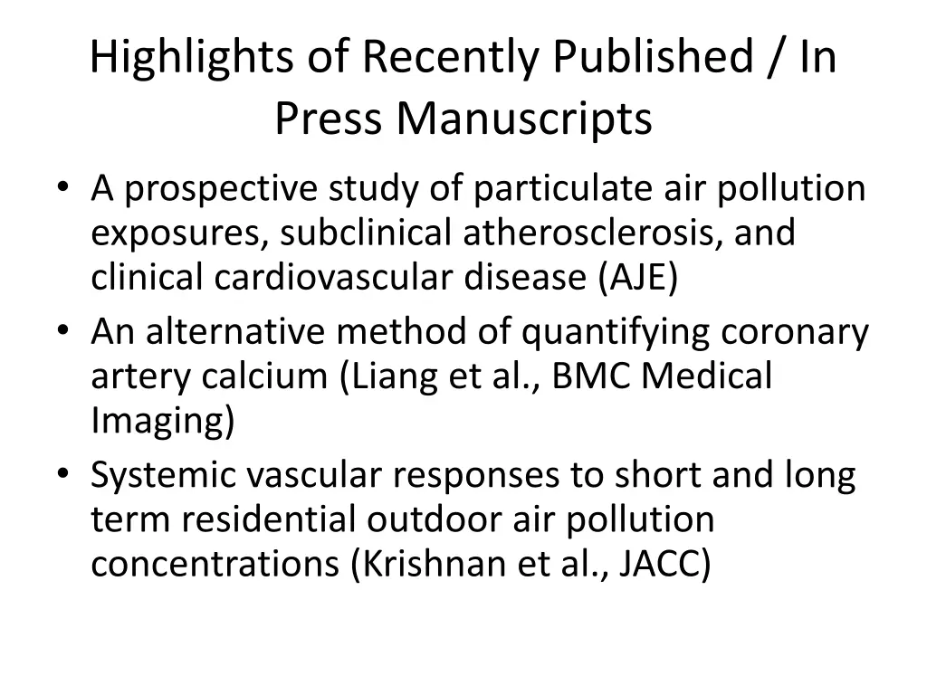 highlights of recently published in press