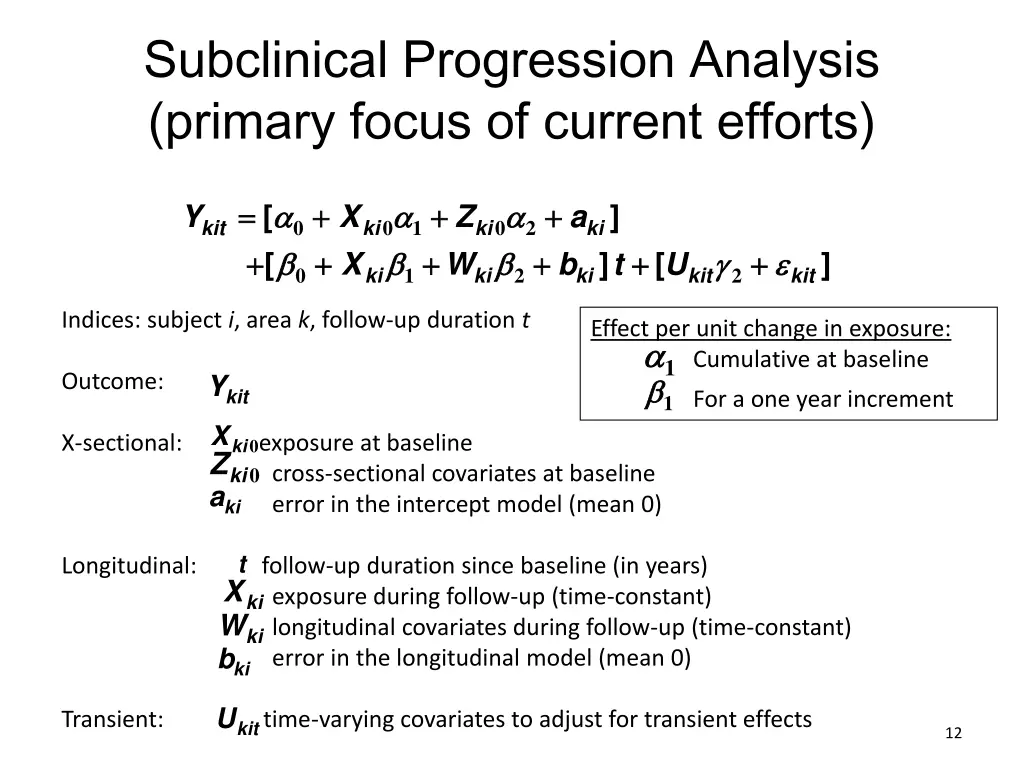 subclinical progression analysis primary focus