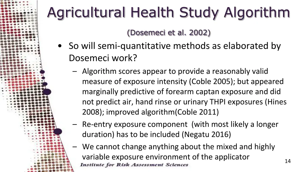 agricultural health study algorithm dosemeci
