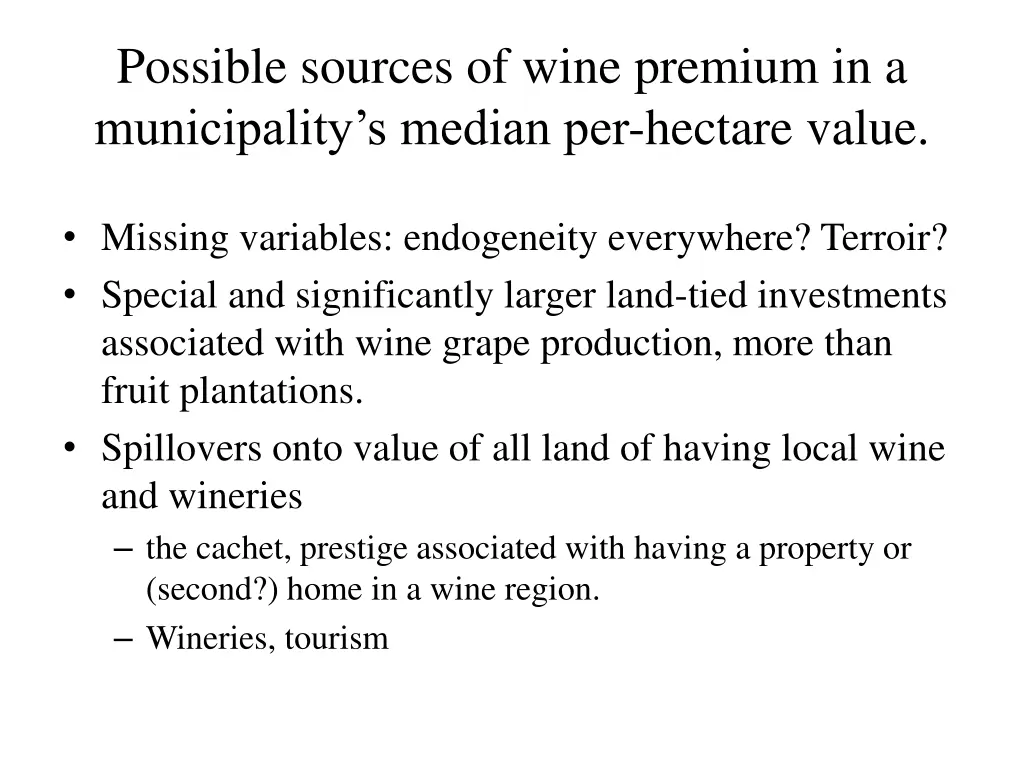 possible sources of wine premium