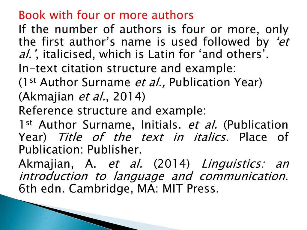 book with four or more authors if the number