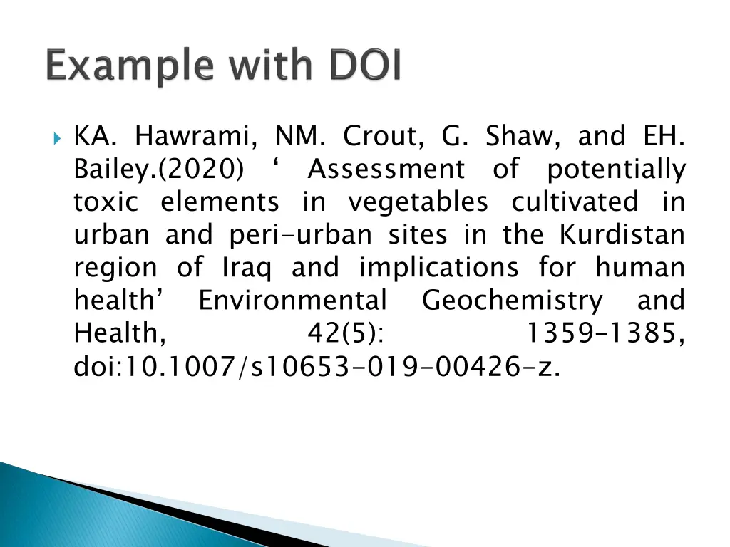 ka hawrami nm crout g shaw and eh bailey 2020