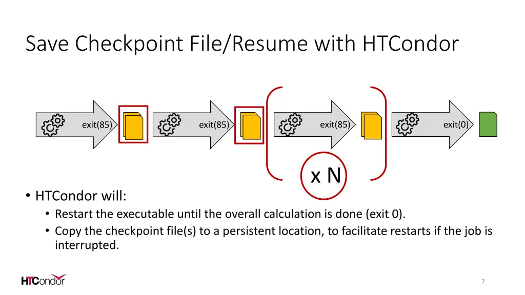 save checkpoint file resume with htcondor
