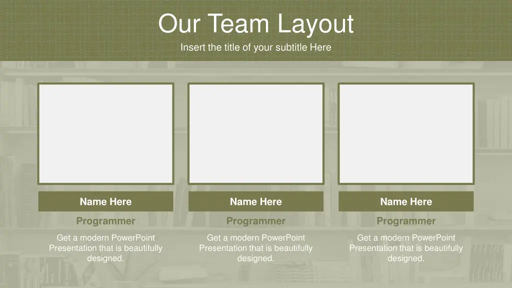 our team layout insert the title of your subtitle