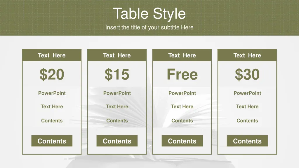 table style insert the title of your subtitle here 1