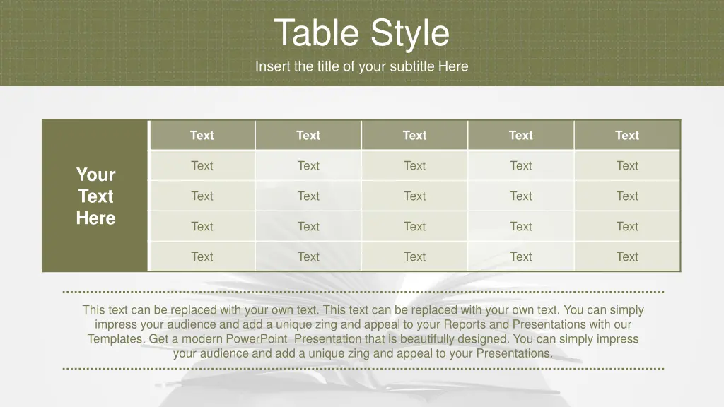 table style insert the title of your subtitle here