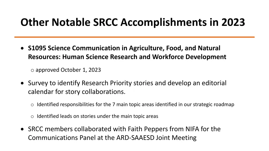 other notable srcc accomplishments in 2023