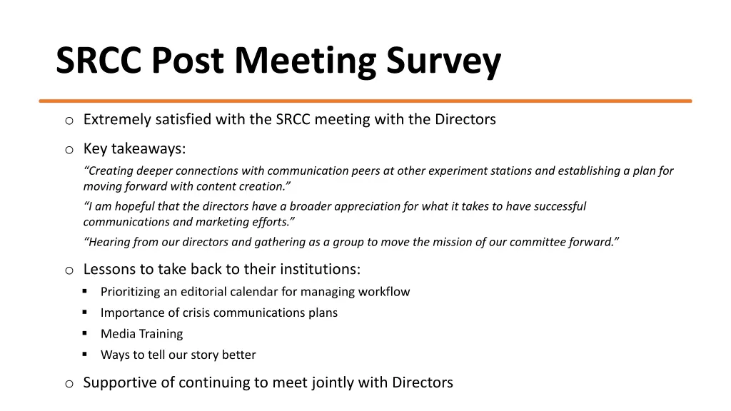 srcc post meeting survey