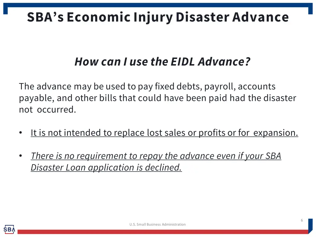 sba s economic injurydisaster advance 1