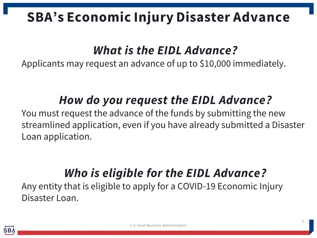 sba s economic injurydisaster advance