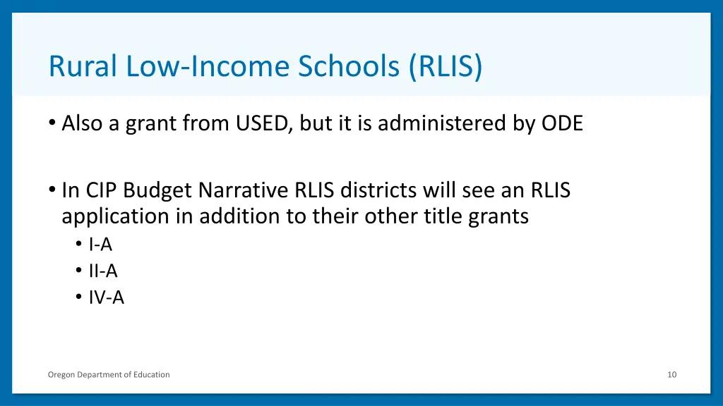 rural low income schools rlis
