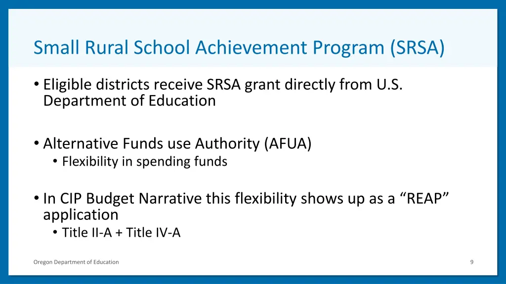 small rural school achievement program srsa