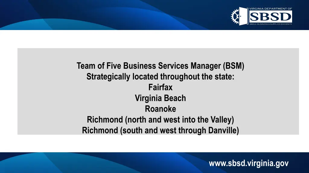 team of five business services manager