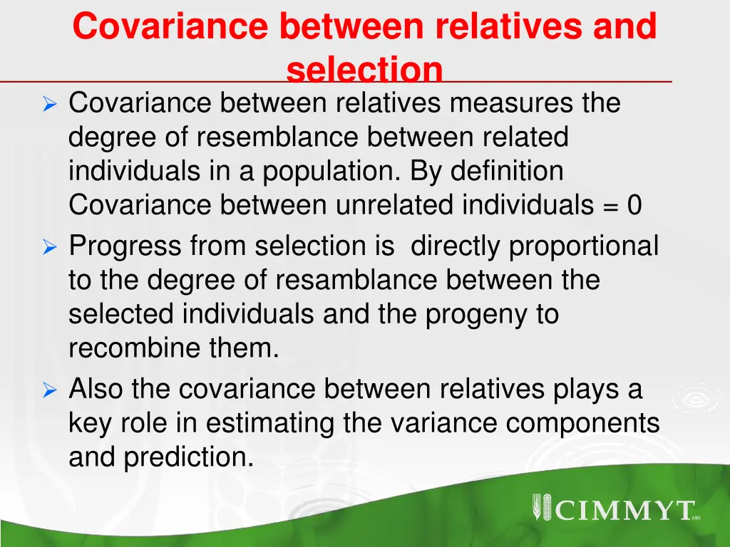covariance between relatives and selection