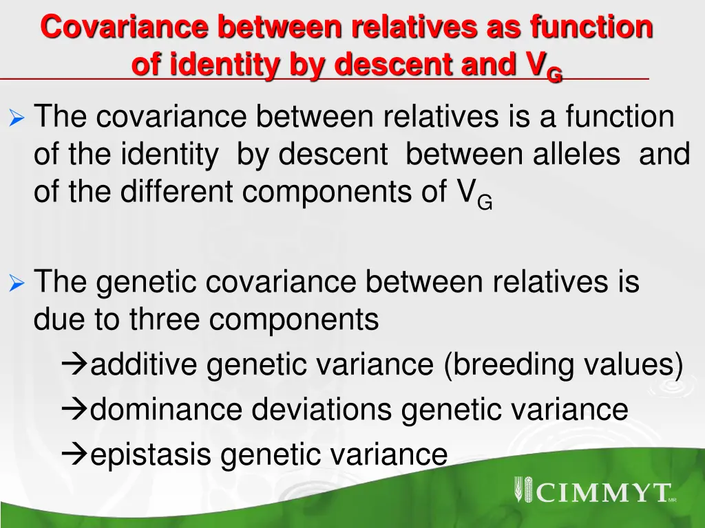 covariance between relatives as function