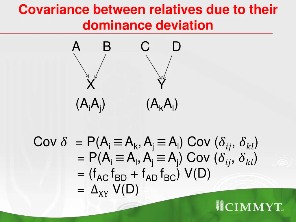 covariance between relatives due to their 5